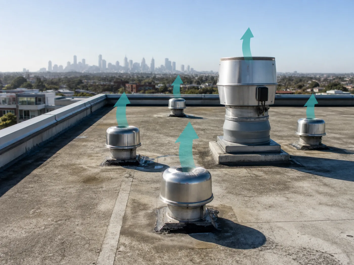 Rooftop extraction plant serving a whole block