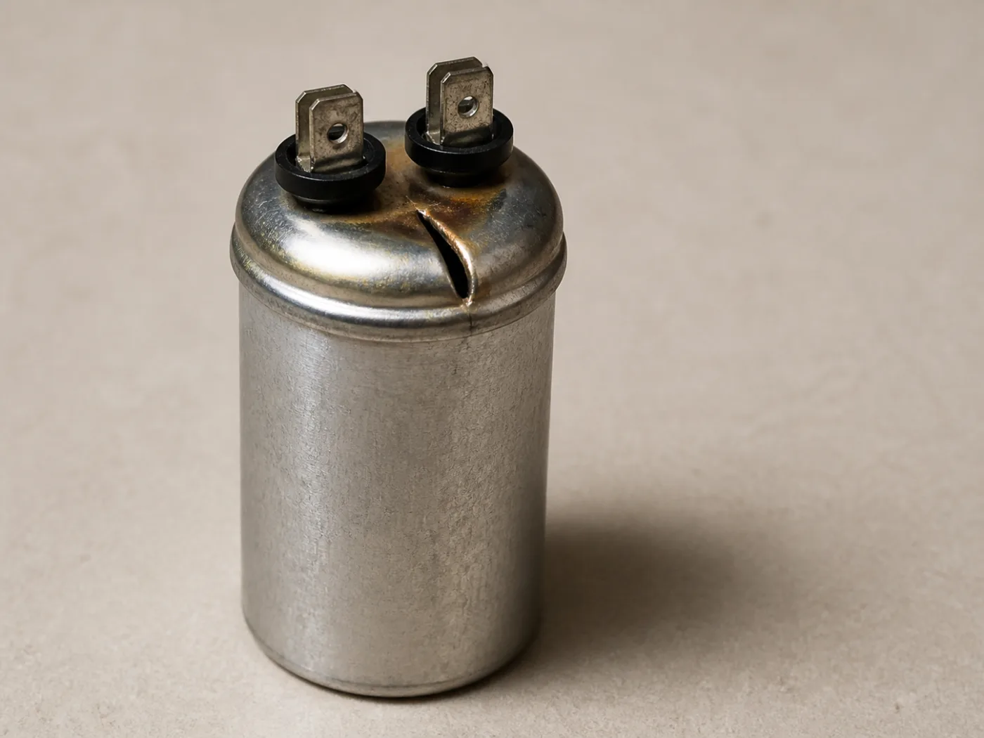 A failed start capacitor - the part behind most humming fans