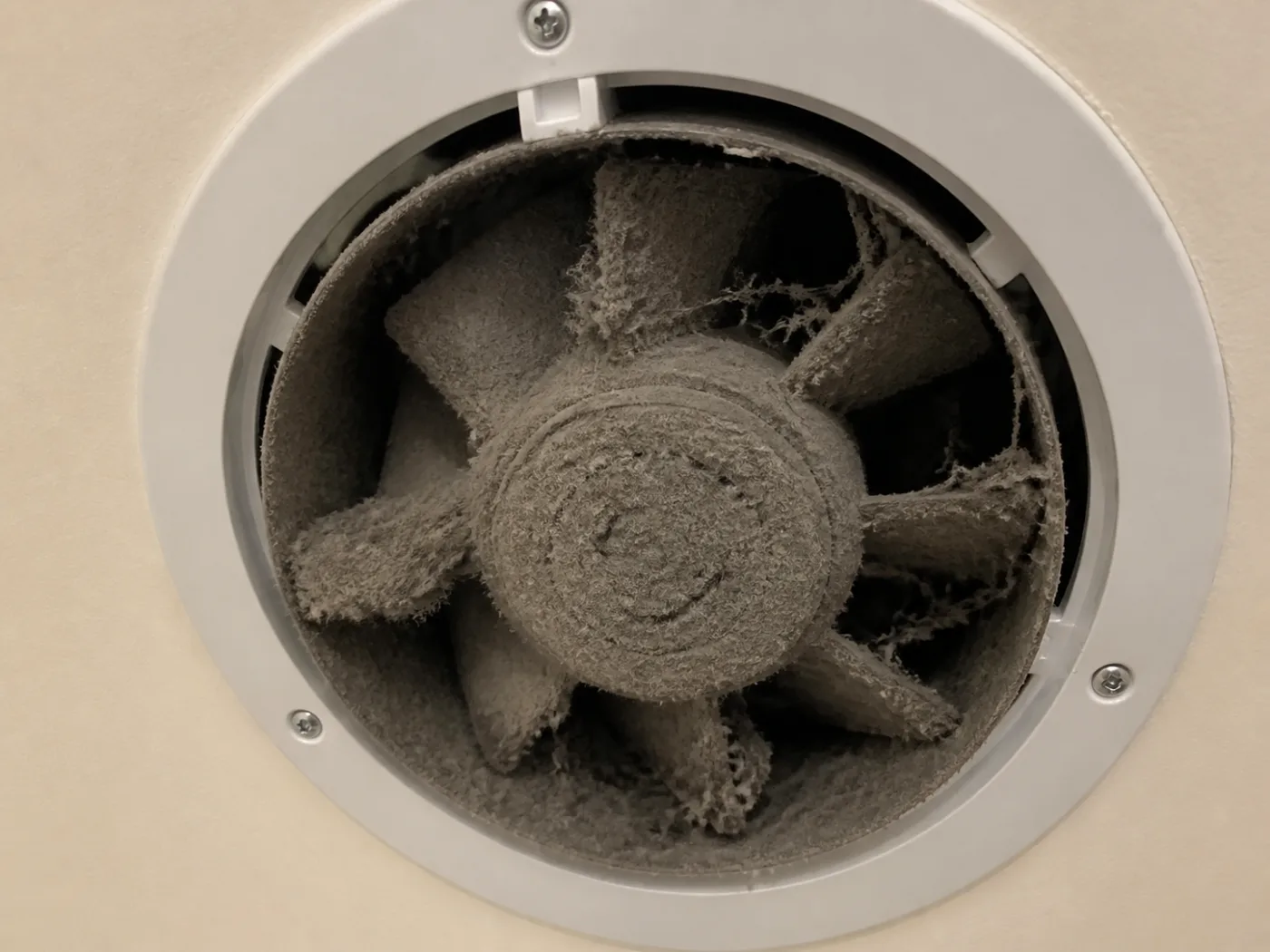 Illustration: what years of dust does inside a fan motor housing