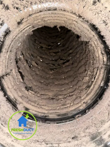 Inside a Melbourne heating duct, mid-job