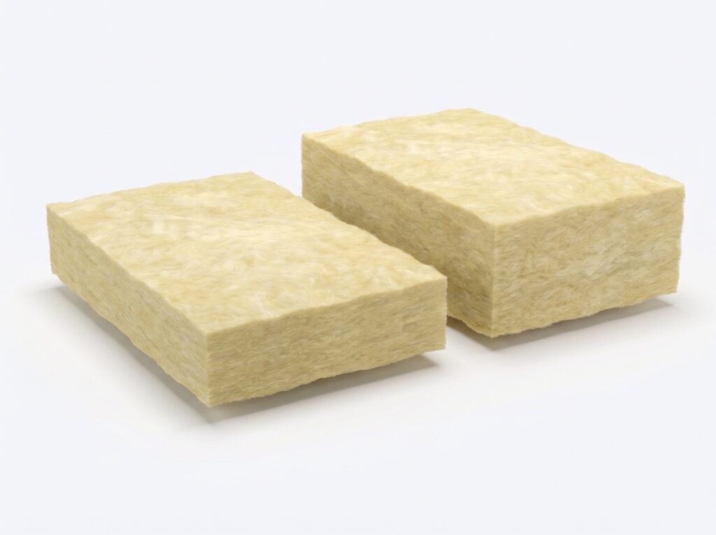 Two ceiling batts with the same footprint; the right one is visibly thicker